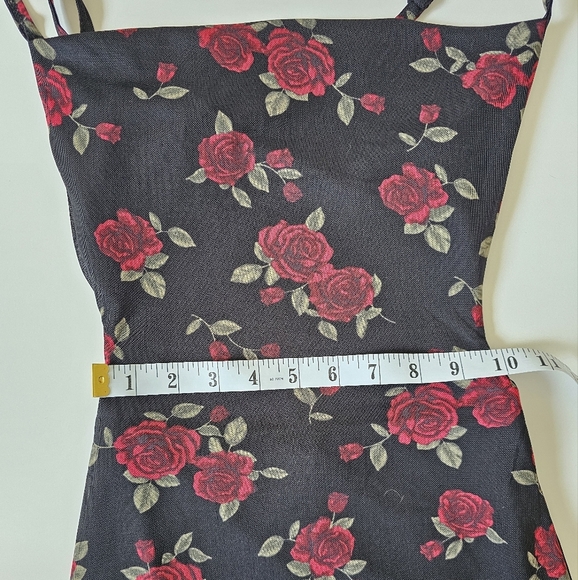 Garage Xs Cowl Neck Mini Floral Black and Red Dress - Picture 5 of 6